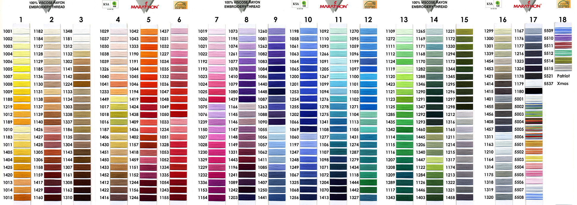 Embroidery Color Chart